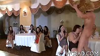 Sexy stripper is letting sexy divas engulf his fun pecker