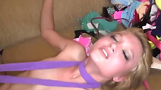 Choked pierced blonde being humiliated