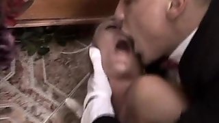 Salty blond babe Ellen Peterson gets anal fucked in doggy pose