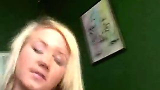 College blonde chick plays with dick