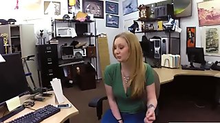 Hot blond railed by pervert pawn keeper in his office